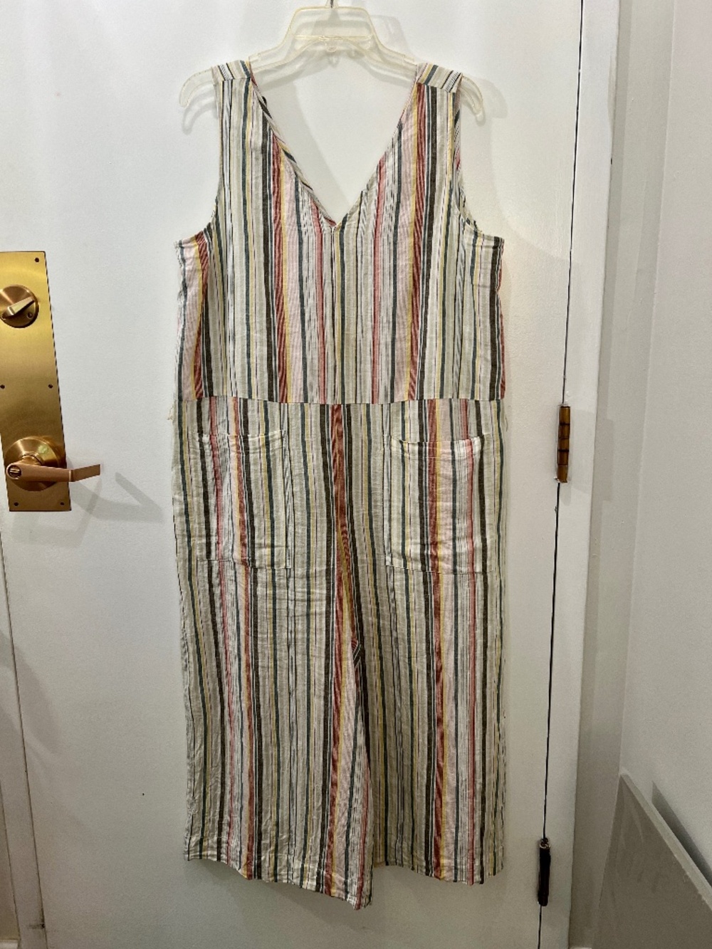 BEACH LUNCH LOUNGE COLLECTION WOMEN'S OVERALL LINEN/COTTON JUMPSUIT Size XL/TG